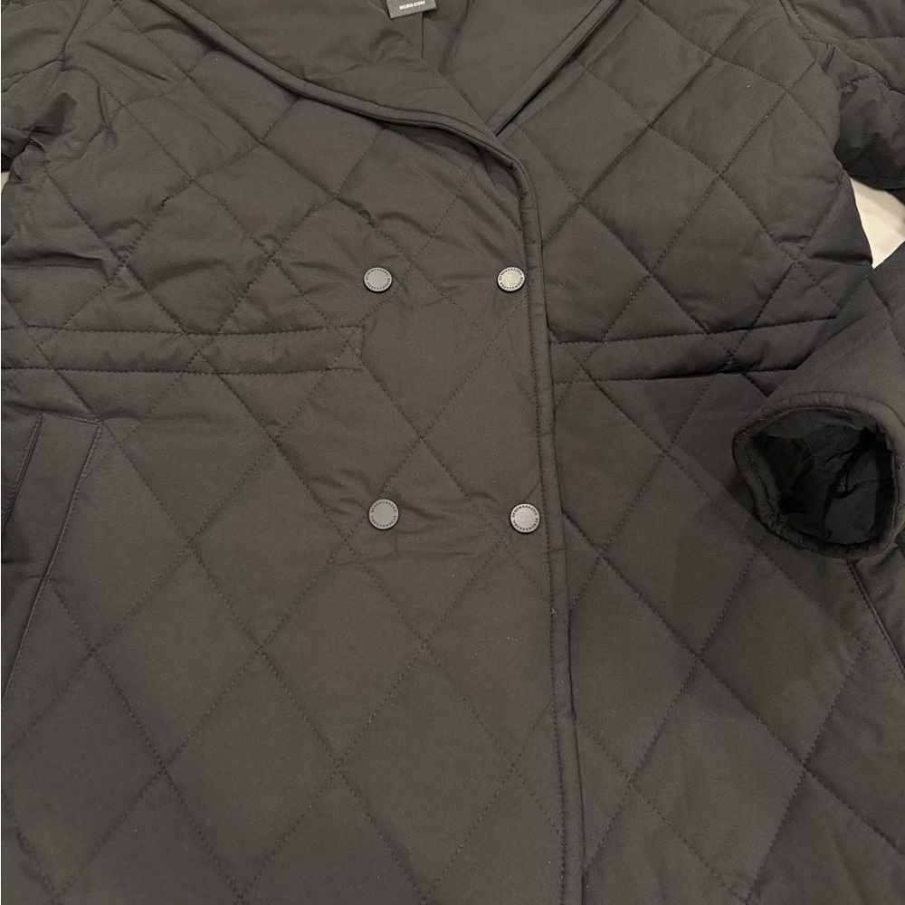 BCBGMaxAzria Women's Coat Black Quilted Double-Breasted Puffer - Picture 5 of 14